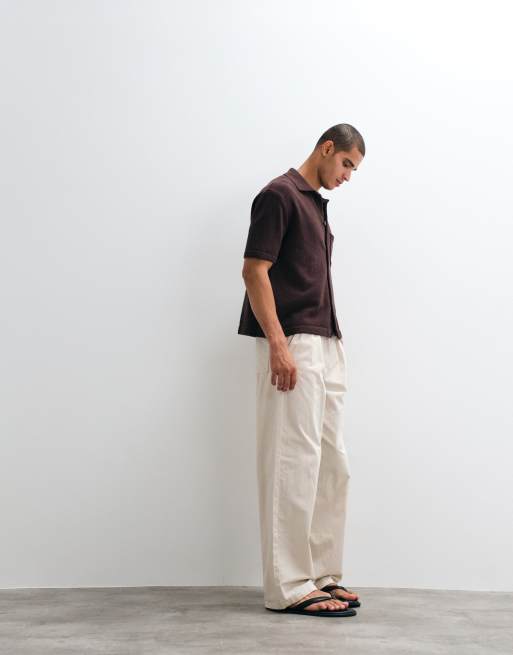 ARKET - Camisa marrón chocolate de punto texturizado, 4 de 5
