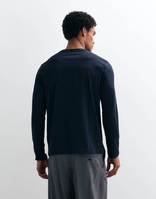 ARKET camiseta de manga larga de algodón puro en azul marino, 3 de 5