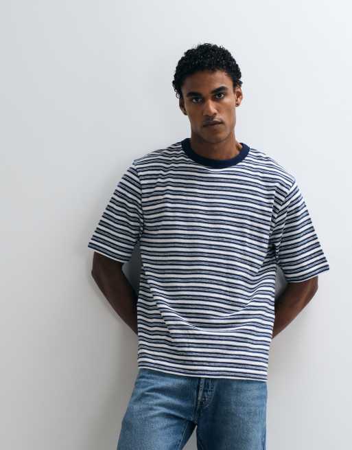 ARKET - camiseta extragrande de bouclé texturizado de algodón en azul brillante, 3 de 5