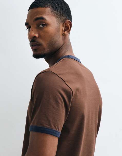 ARKET - camiseta ringer retro de corte ajustado marrón - view 1