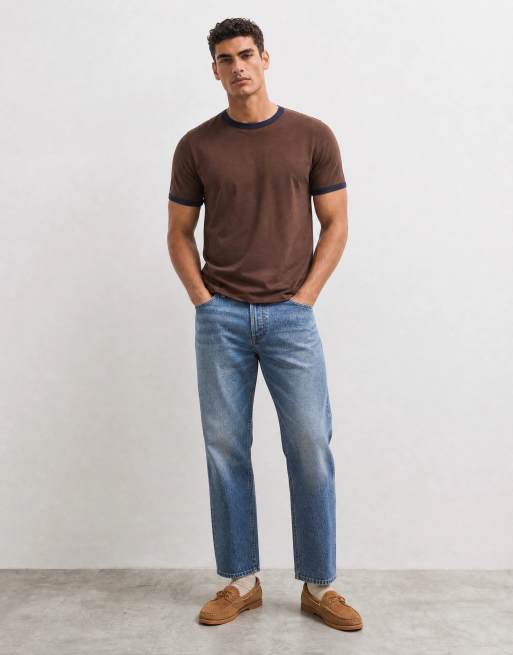 ARKET - camiseta ringer retro de corte ajustado marrón, 10 de 10