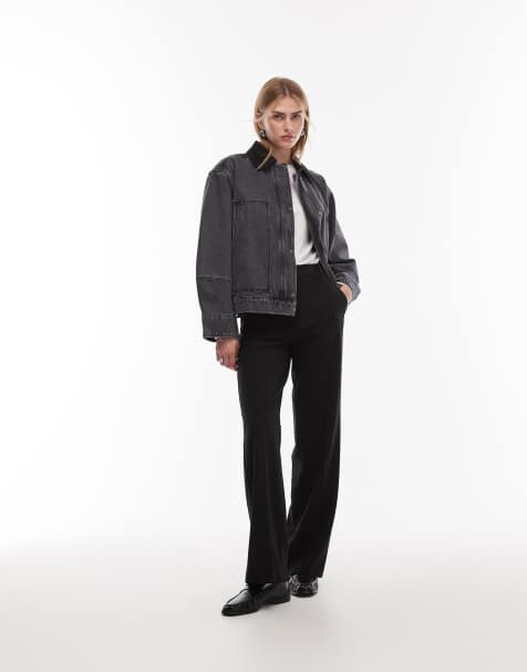 ARKET canvas barn jacket in washed black with contrast cord collar - view 1