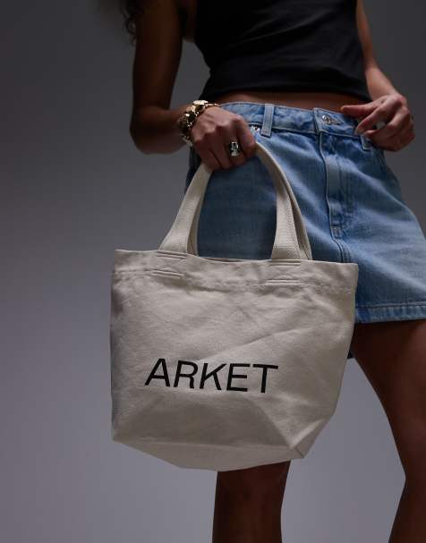 ARKET canvas mini tote in off white  - view 1