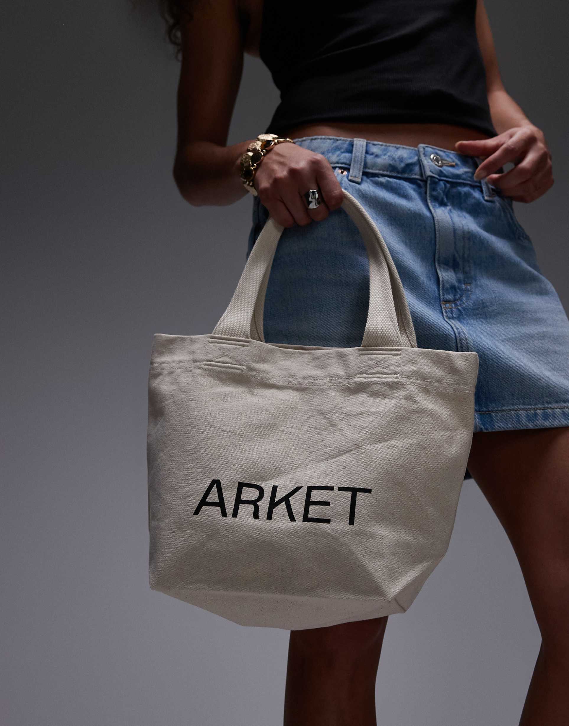 arket canvas mini tote in off-white