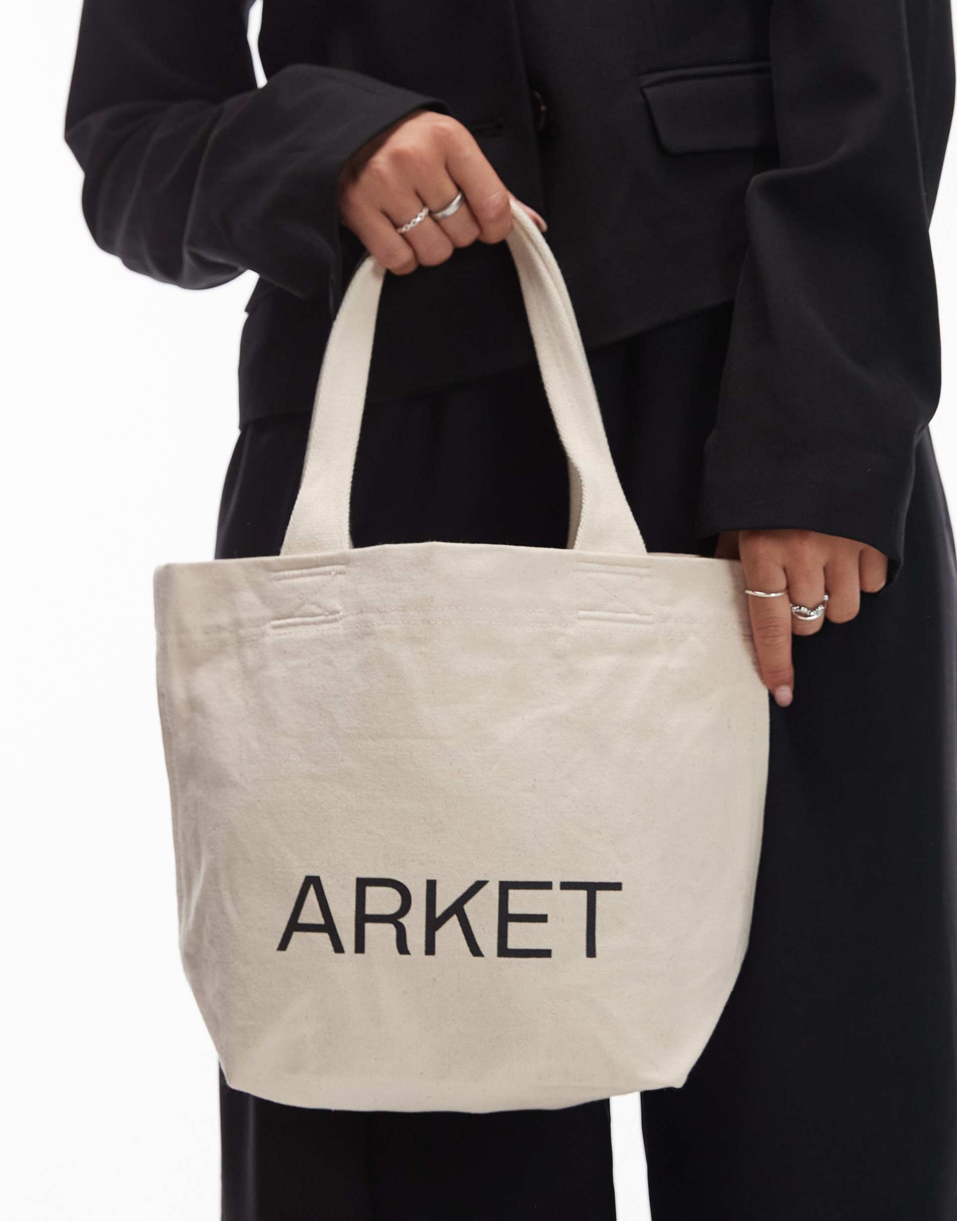 arket canvas mini tote in off-white