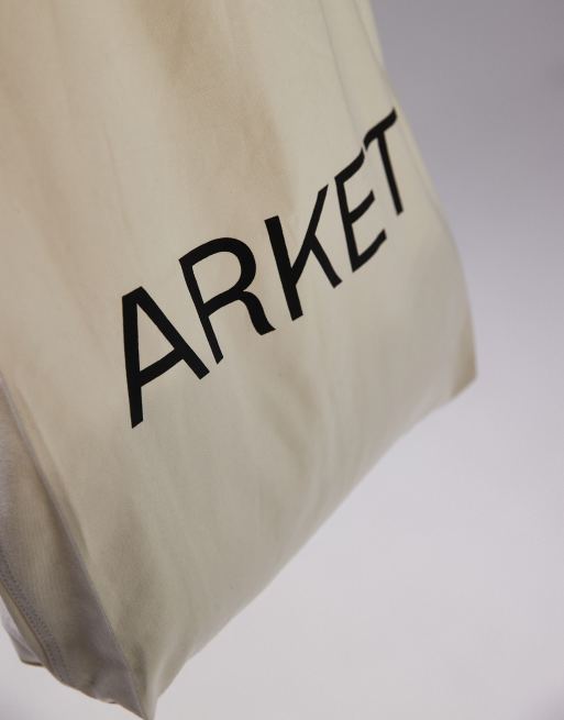 ARKET canvas tote bag in off white