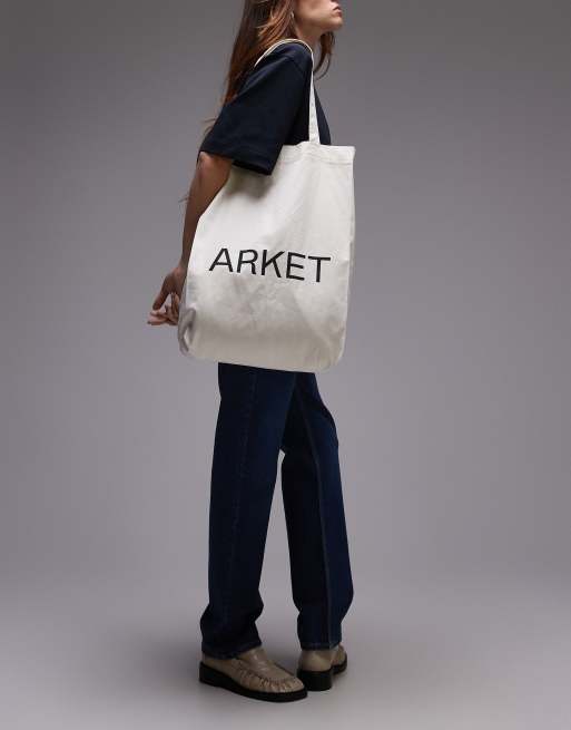 ARKET canvas tote bag in off white