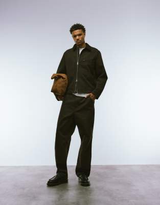 Arket Canvas Zip Front Workwear Jacket In Brown