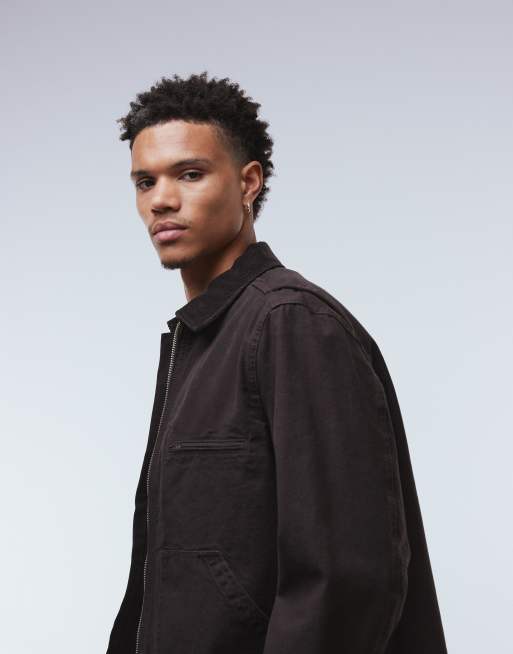 ARKET ジャケット ARKET canvas zip front workwear jacket in brown | ASOS