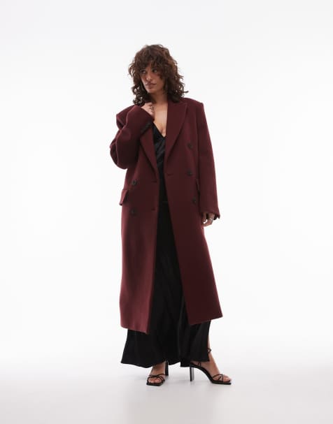 ARKET - Cappotto lungo doppiopetto in misto lana bordeaux scuro - view 1