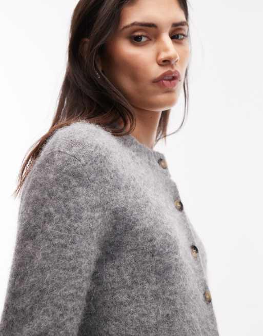 ARKET - Cardigan corto in alpaca e lana grigio, 3 di 4