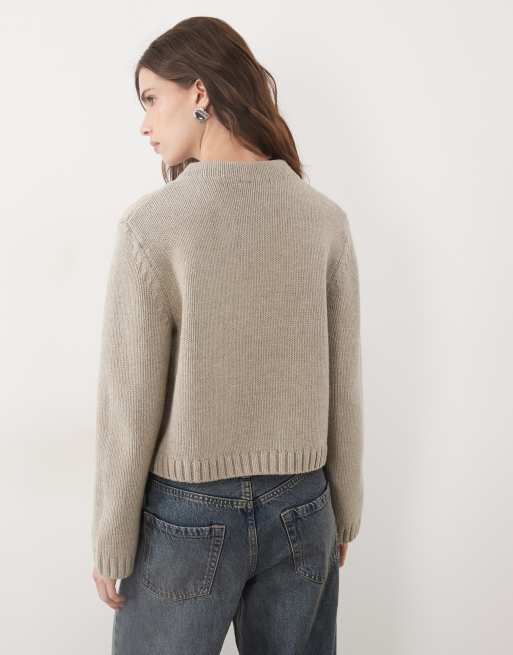 ARKET cárdigan de lana con cuello alzado en beige, 4 de 4
