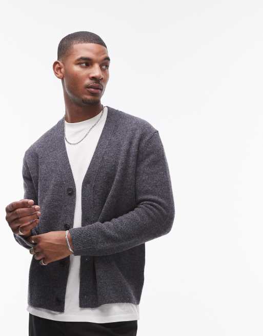 ARKET - Cardigan lavorato in lana grigio con bottoni sul davanti