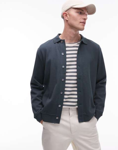 ARKET - Cardigan testurizzato in jersey verde con colletto stile polo - view 1