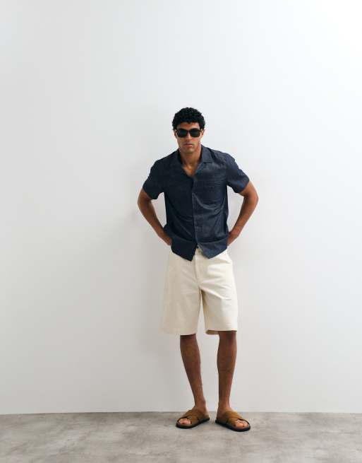 ARKET Carpenter denim shorts in off white, 4 of 5
