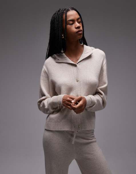 ARKET cashmere hoodie in heathered light beige - part of a set - view 1
