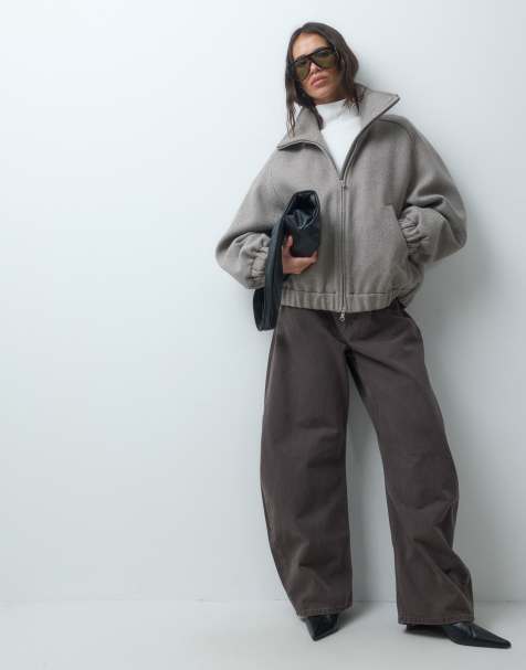 ARKET cazadora bomber de lana con cuello alzado en gris - view 1