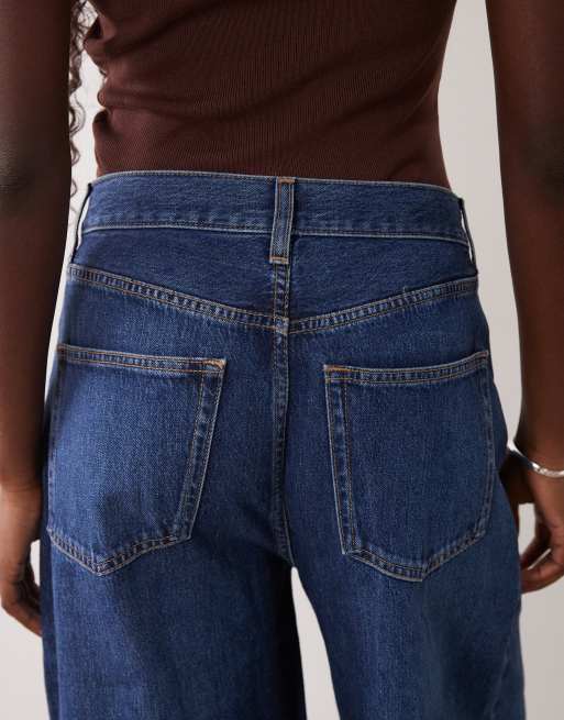 ARKET Cedar high rise baggy jeans in middenblauw met wassing, 5 van 5