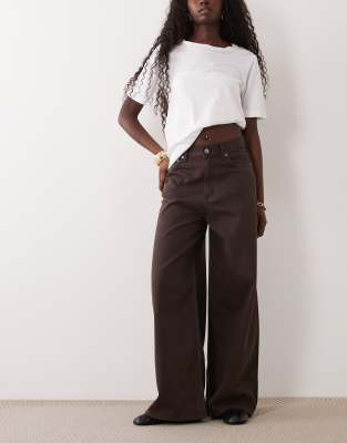Arket Cedar High Rise Wide Leg Jeans In Brown