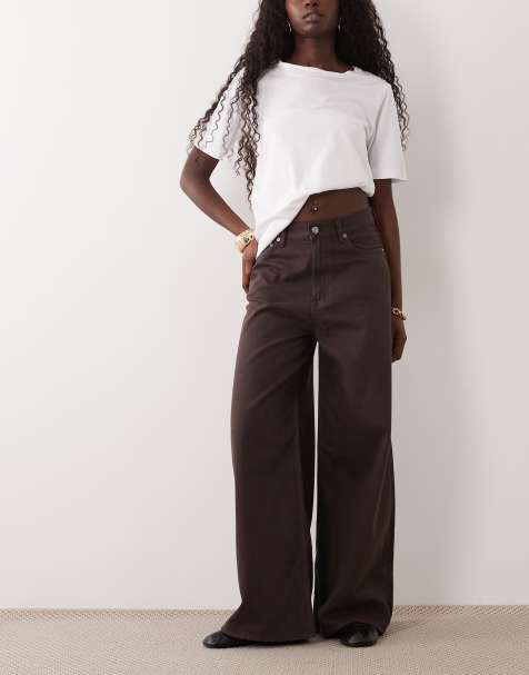 ARKET Cedar high rise wide leg jeans in brown - view 1