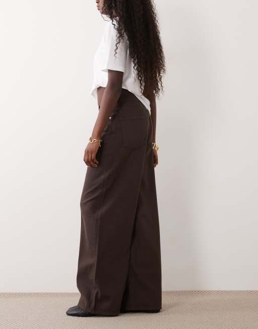 ARKET Cedar high rise wide leg jeans in brown, 3 of 5