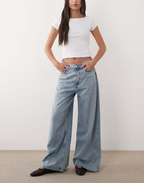 ARKET Cedar high rise wide leg jeans in lightwash blue - view 1