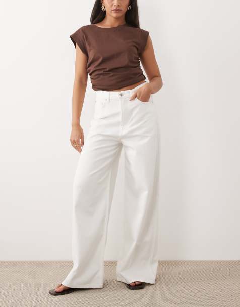 ARKET Cedar high rise wide leg jeans in white - view 1