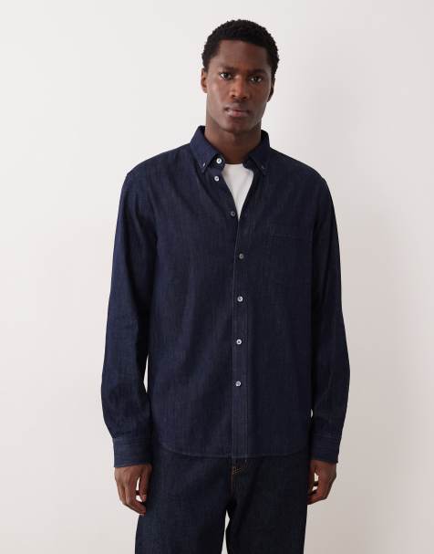 ARKET – Chambray-Jeanshemd in dunkelblauer Waschung mit geknöpftem Kragen - view 1