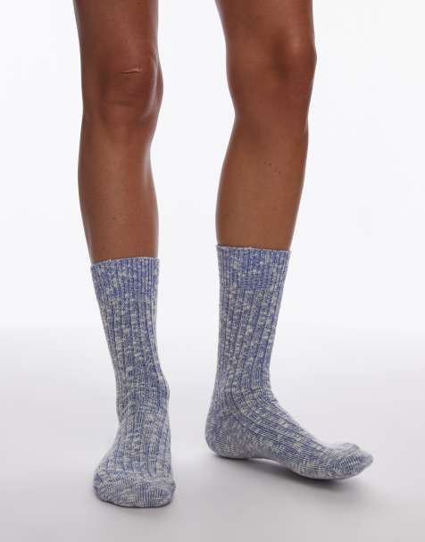 ARKET - Chaussettes épaisses en maille flammée - Bleu - view 1