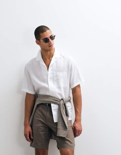ARKET - Chemise décontractée en pur lin à manches courtes - Blanc - view 1