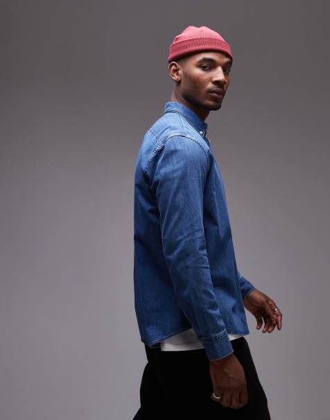 ARKET - Chemise en denim de chambray avec col boutonné - Bleu - view 1