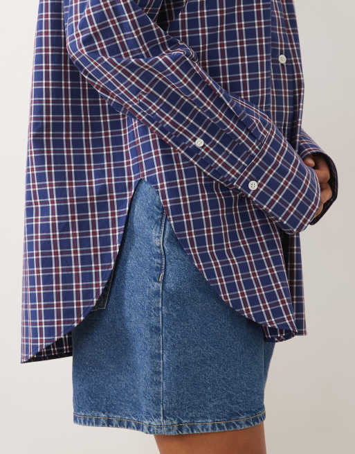ARKET - Chemise en pur coton à carreaux - Bleu et bordeaux, 2 de 4