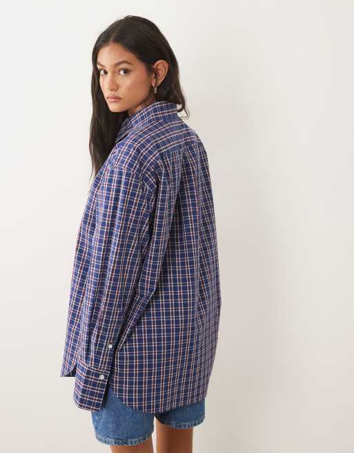 ARKET - Chemise en pur coton à carreaux - Bleu et bordeaux, 4 de 4