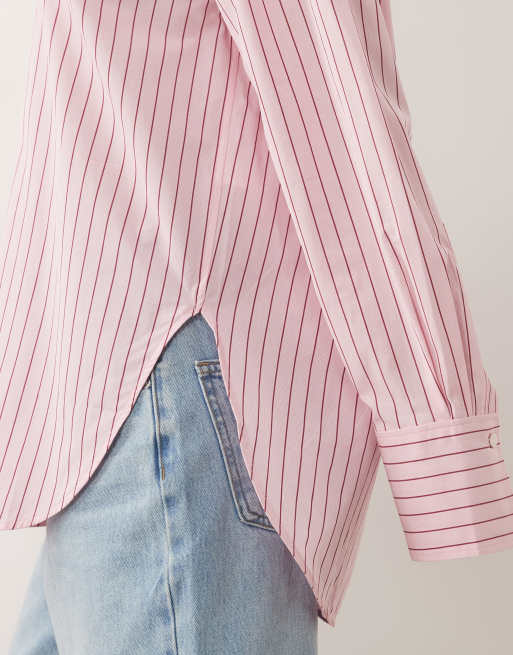 ARKET - Chemise en pur coton à fines rayures - Rose clair, 3 de 4