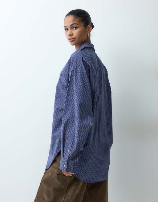 ARKET chemise oversize en pur coton bleu vif, 3 de 4