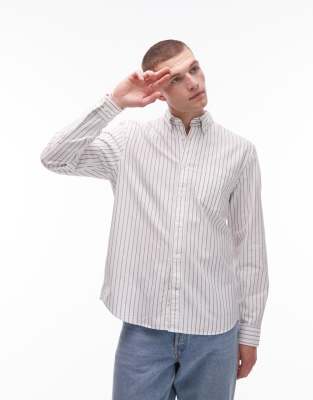 ARKET - Chemise Oxford à rayures - Blanc/vert-Multicolore