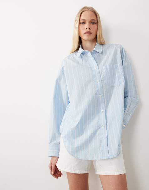 ARKET - Chemise rayée en pur coton - Bleu - view 1
