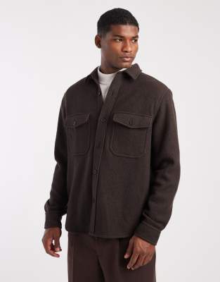 Arket Chunky Bouclé Overshirt In Brown