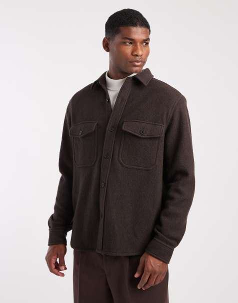 ARKET chunky boucle overshirt in brown