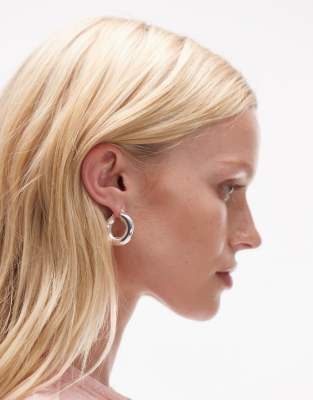 chunky hoop earrings in silver plated brass