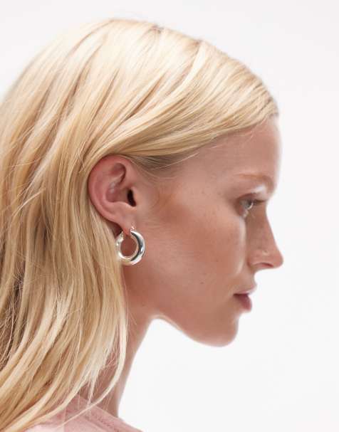 ARKET chunky hoop earrings in silver plated brass - view 1