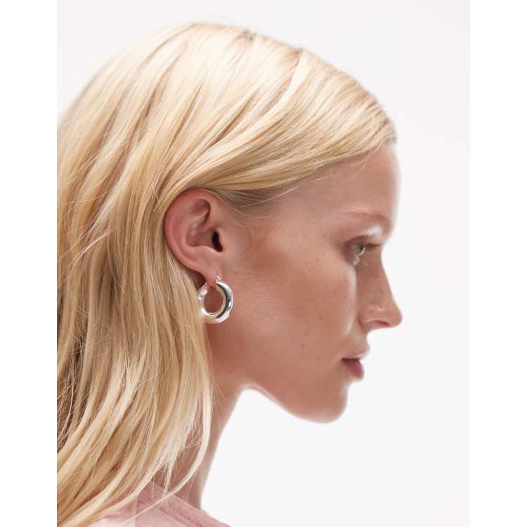 ARKET chunky hoop earrings in silver plated ASOS