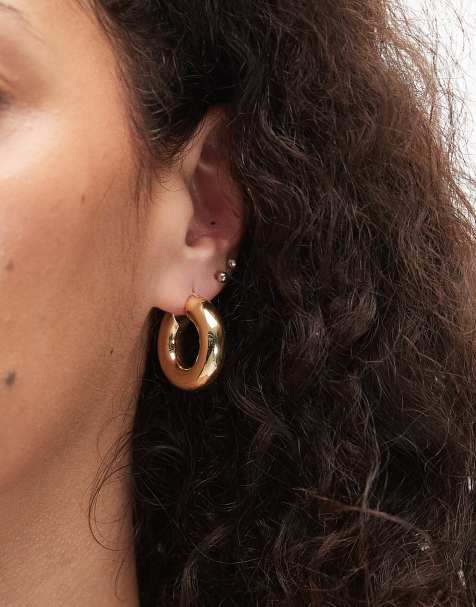 ARKET - Chunky hoop-øreringe i forgyldt messing - view 1