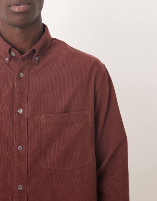 ARKET – Ciemnobrązowa sztruksowa koszula z kołnierzykiem button-down, 5 z 5