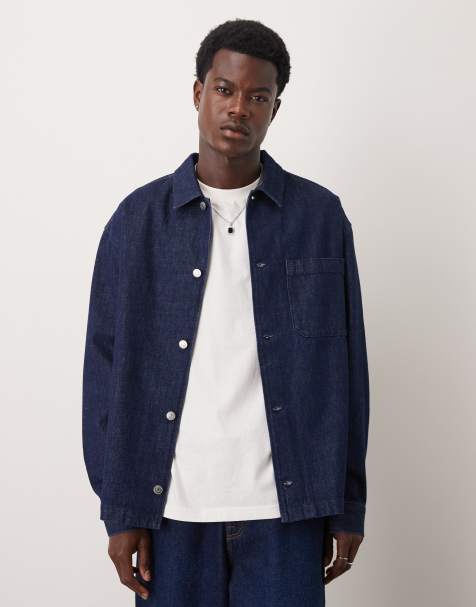 ARKET minimal denim overshirt in clean dark blue