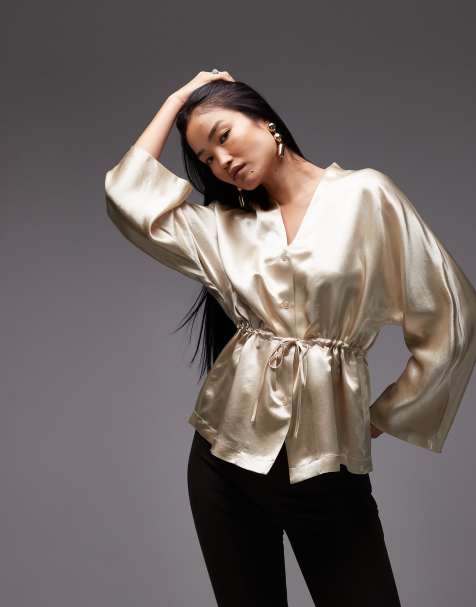 ARKET cinched waist blouse in off white - view 1