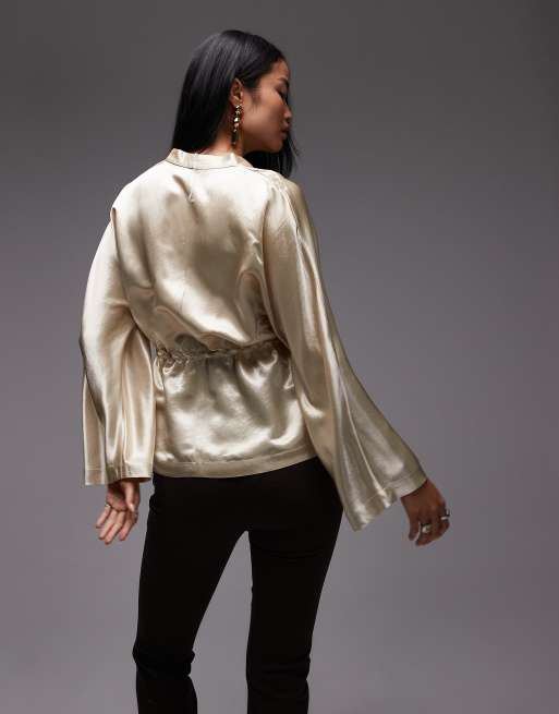 ARKET cinched waist blouse in off white, 4 of 4