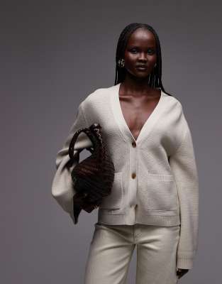 Arket Cinched Waist Cardigan In Neutral