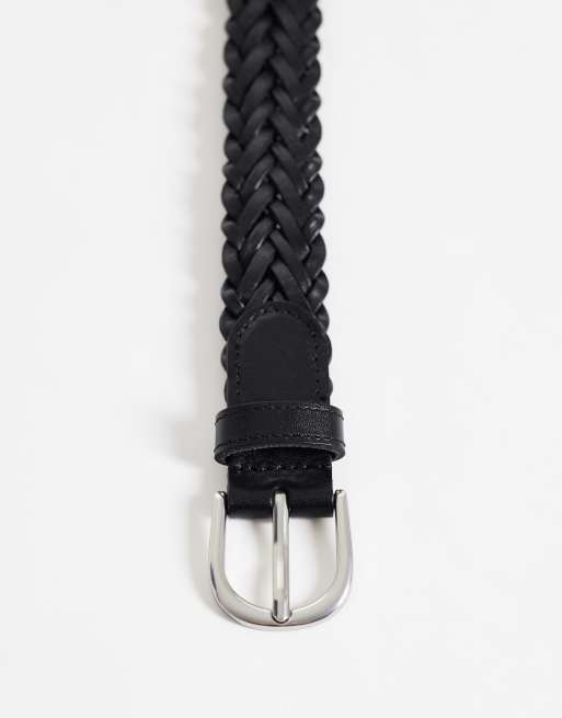 ARKET - cinturón trenzado de cuero negro premium, 3 de 3
