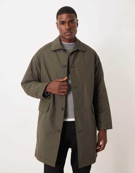 ARKET clean out long padded coat in khaki - view 1